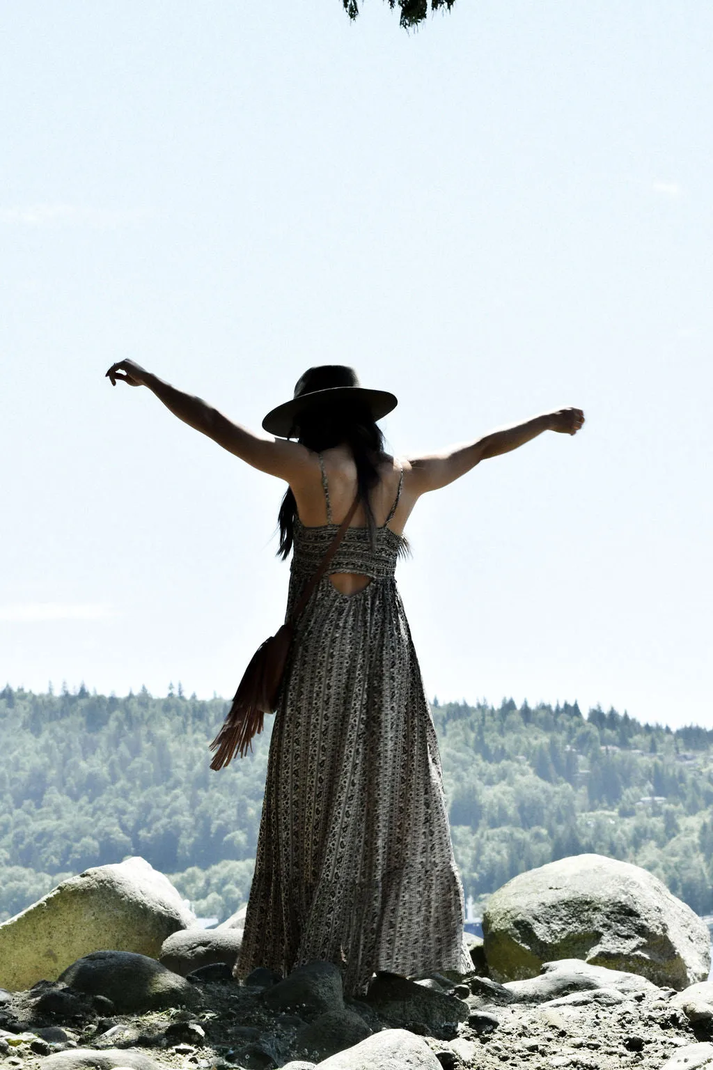Flow Dress - Black Texture Print