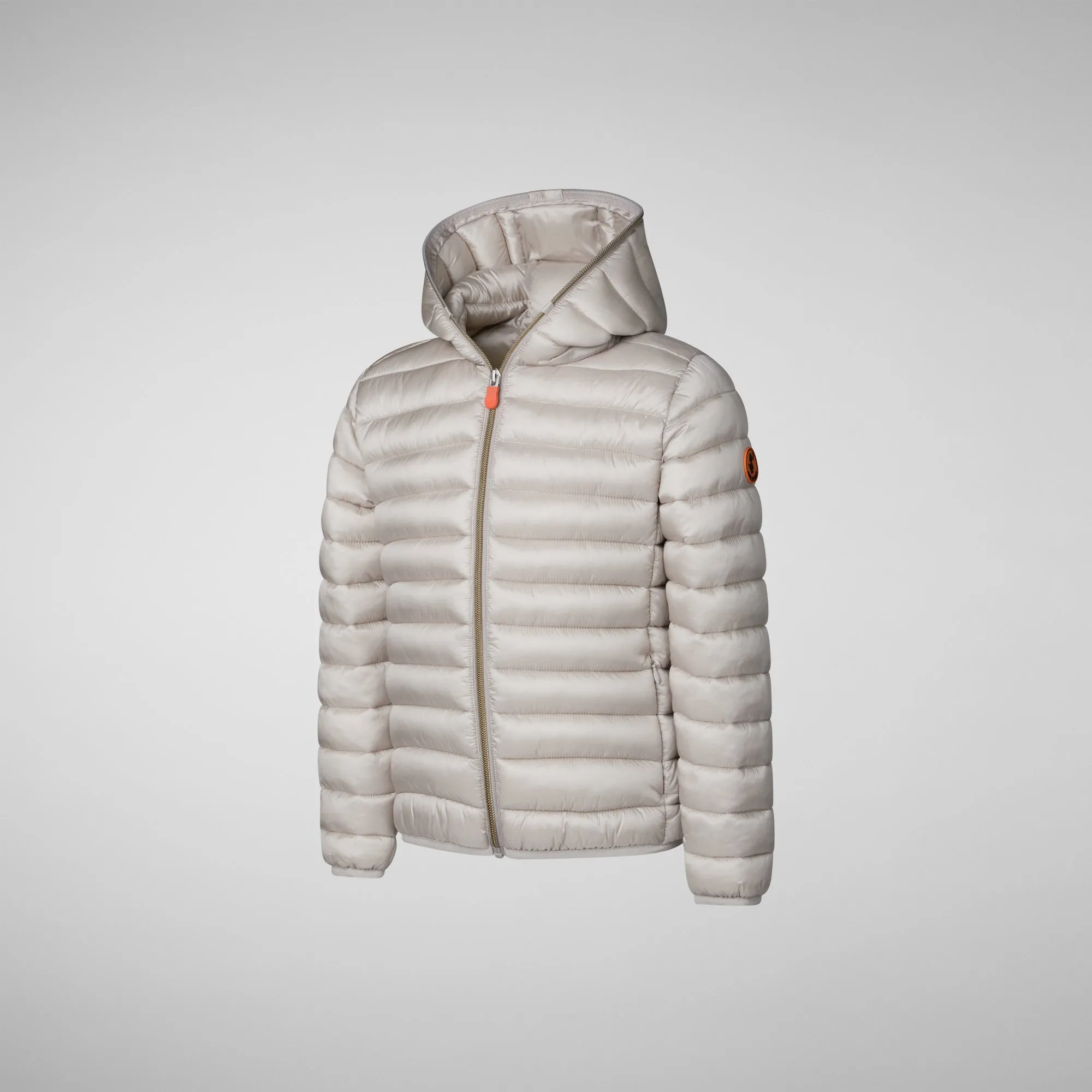 Girls' animal free puffer jacket Iris in rainy beige