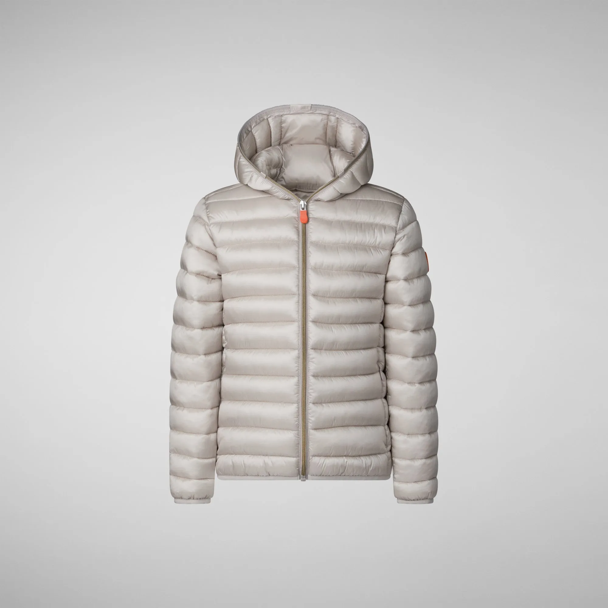 Girls' animal free puffer jacket Iris in rainy beige