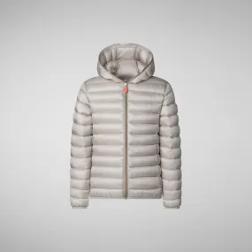 Girls' animal free puffer jacket Iris in rainy beige