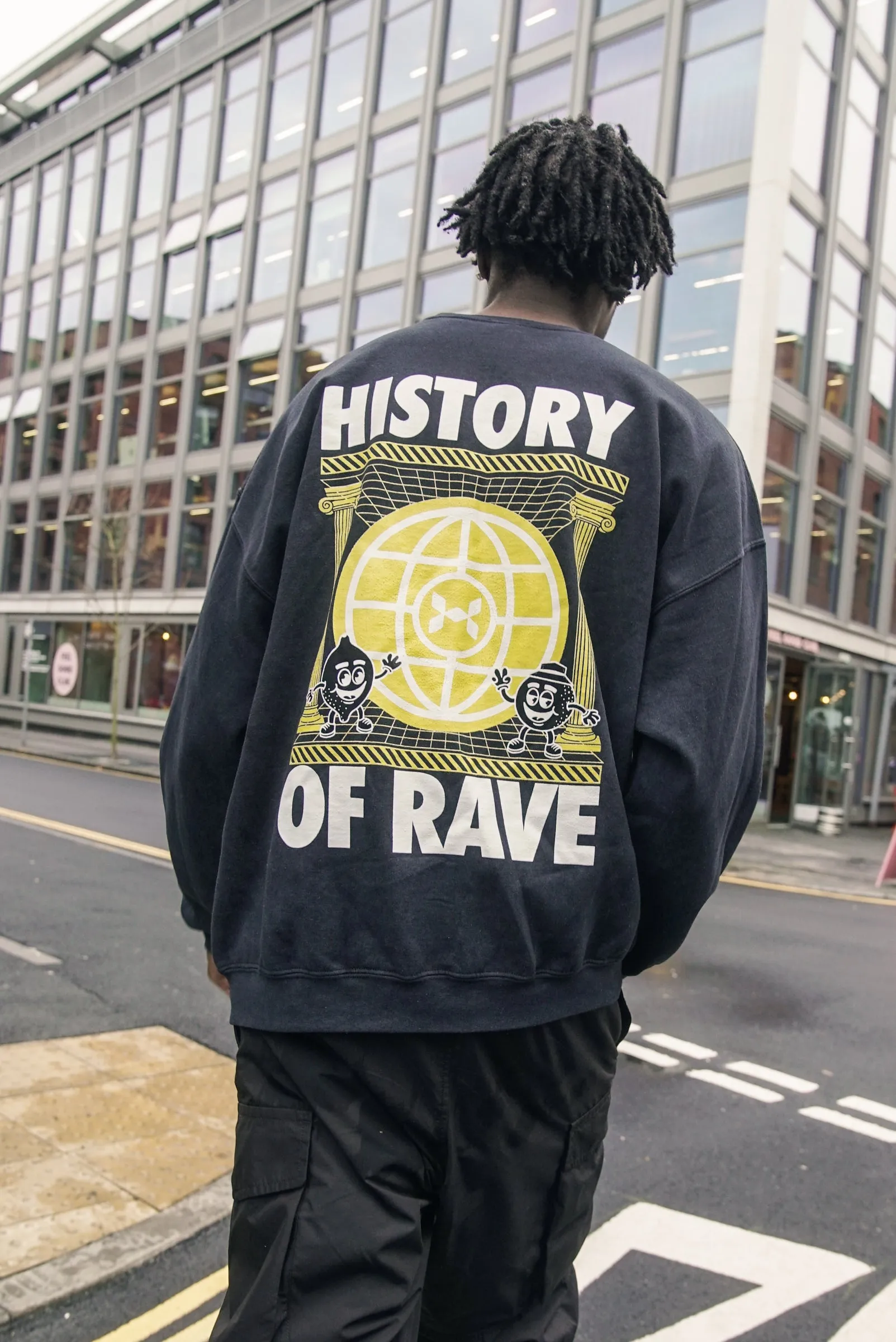History Of Rave 'Colosseum' Acid Wash Sweater - Black