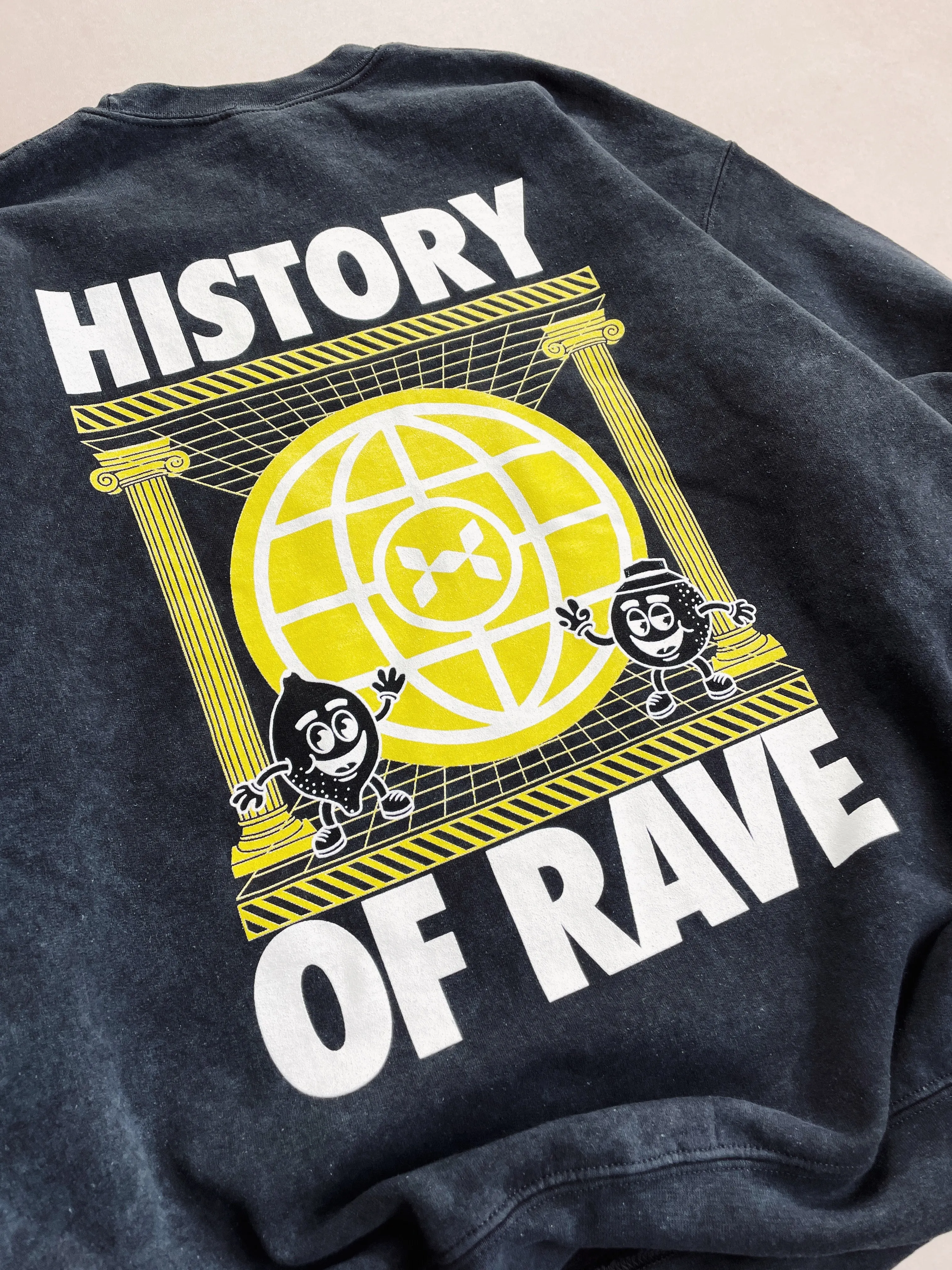 History Of Rave 'Colosseum' Acid Wash Sweater - Black
