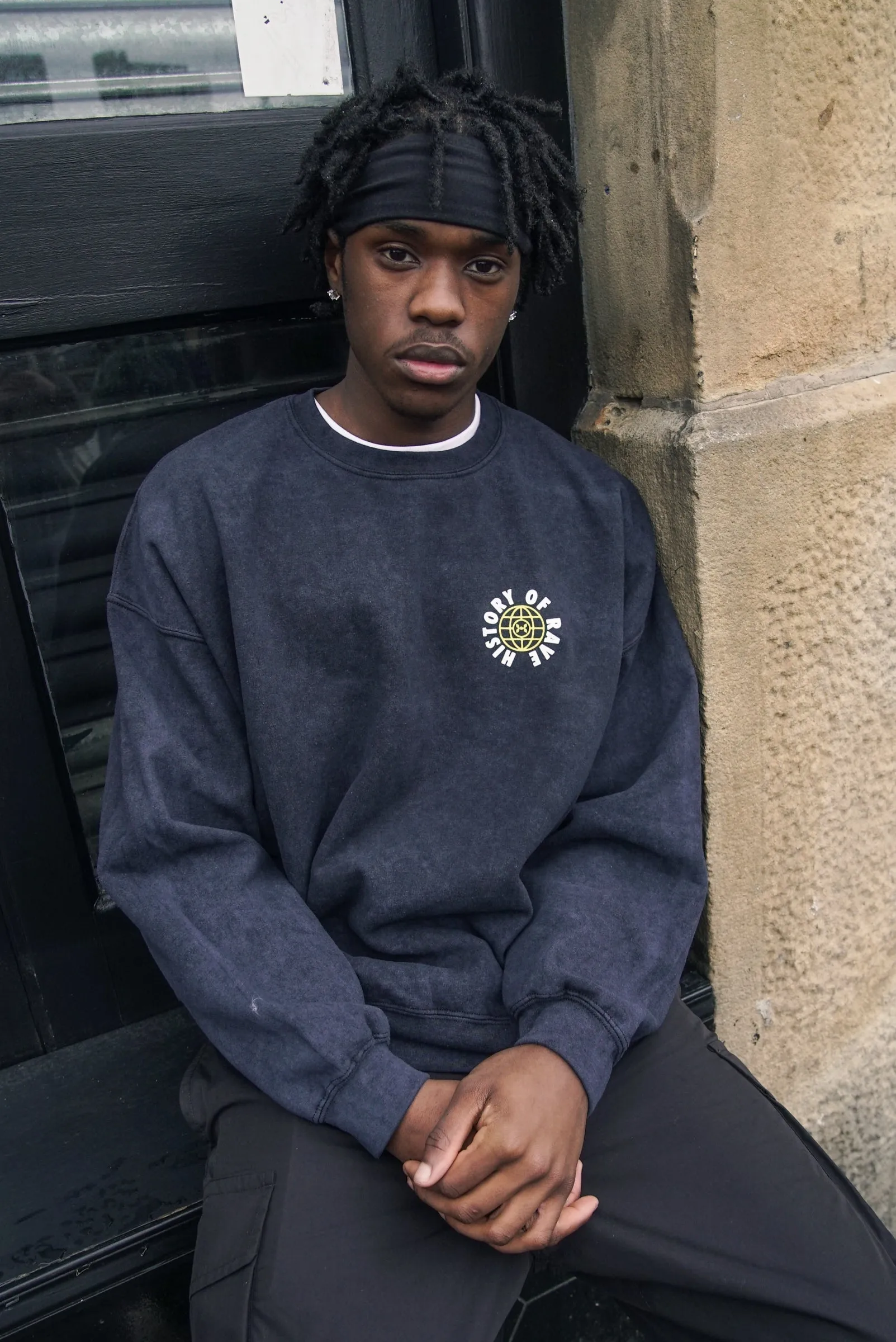 History Of Rave 'Colosseum' Acid Wash Sweater - Black