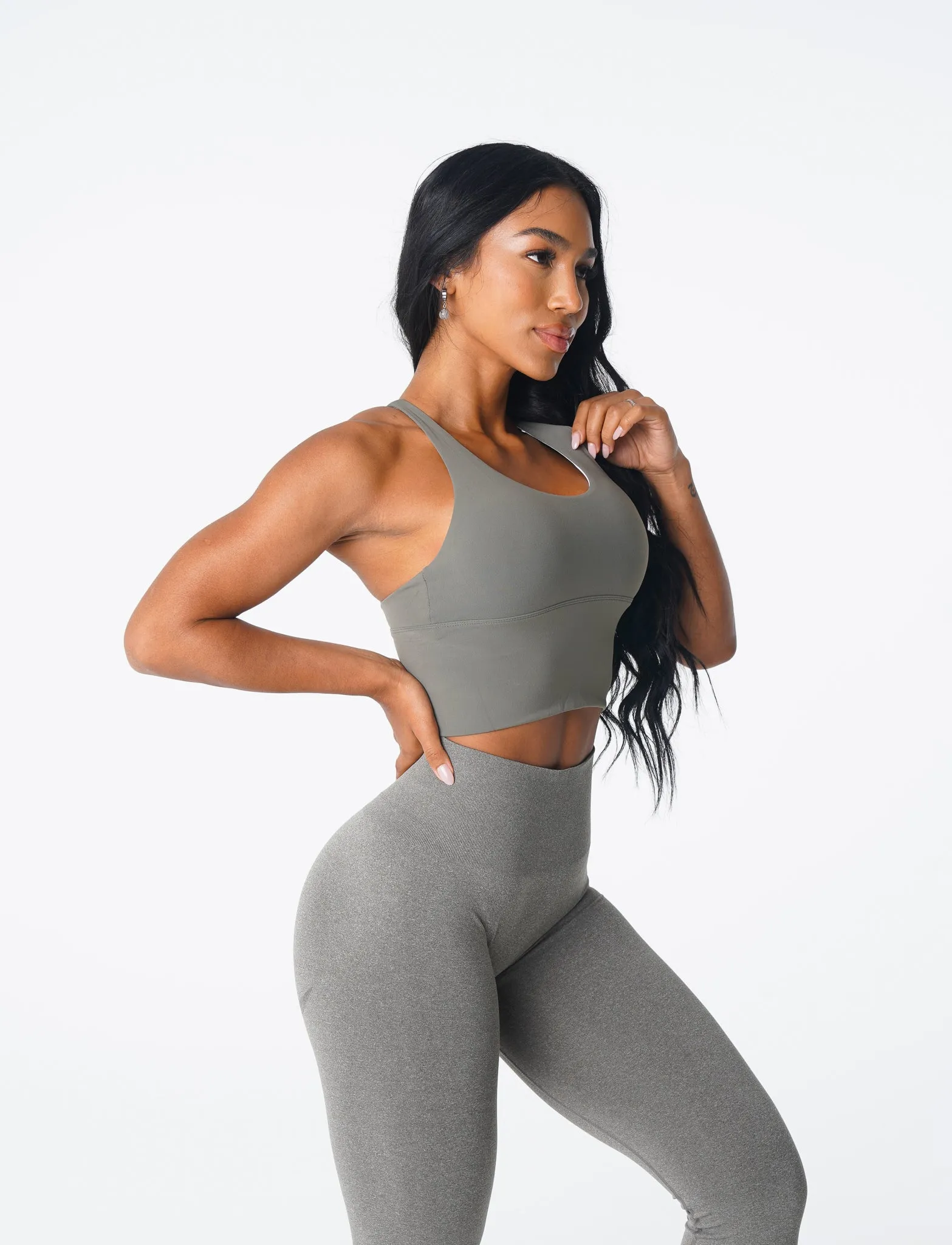 Khaki Green Matrix Bra Top