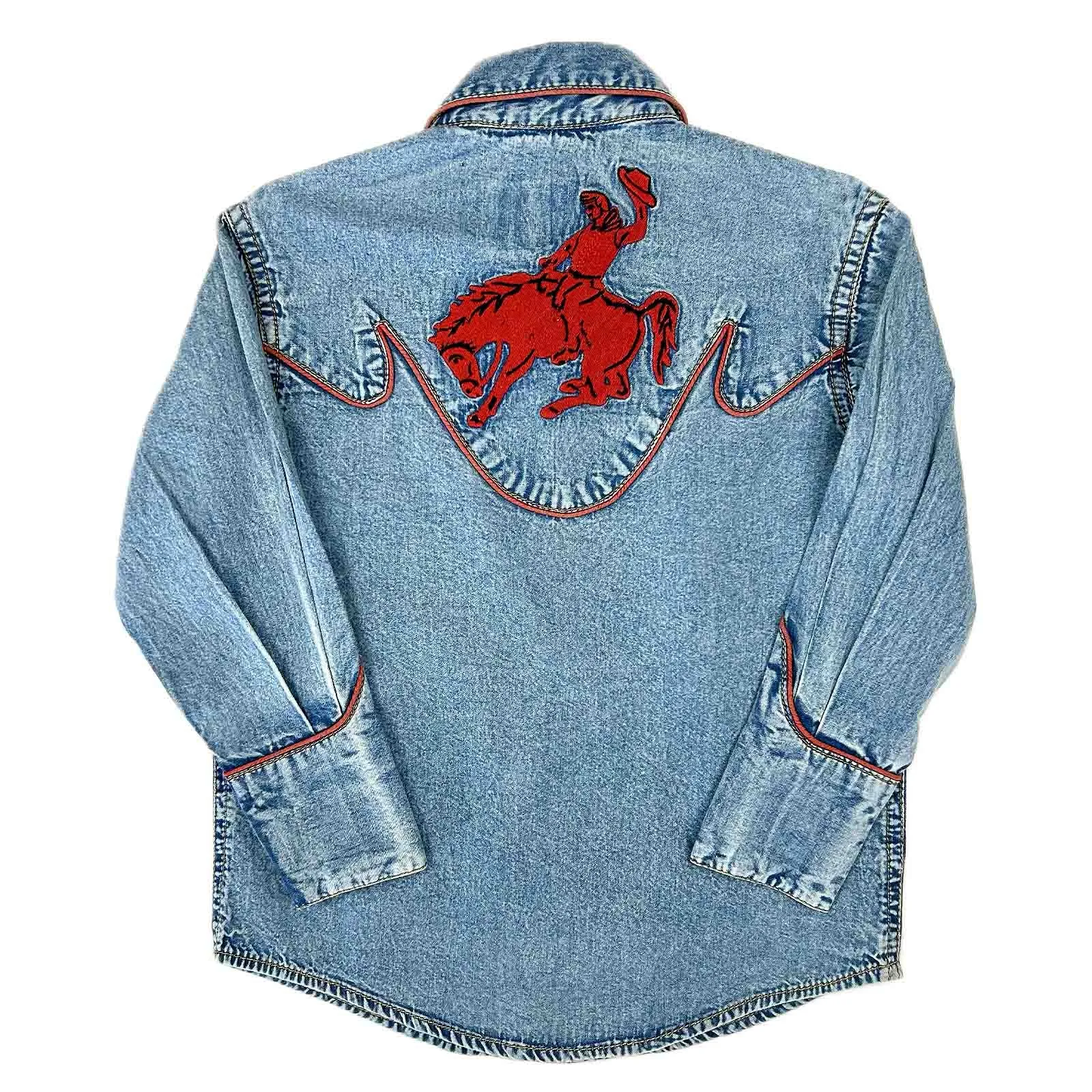 Kid's Embroidered Vintage Bronc Denim Western Shirt