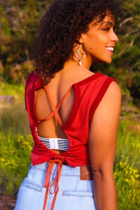 Ladybug Open Back Tank Top - Rust