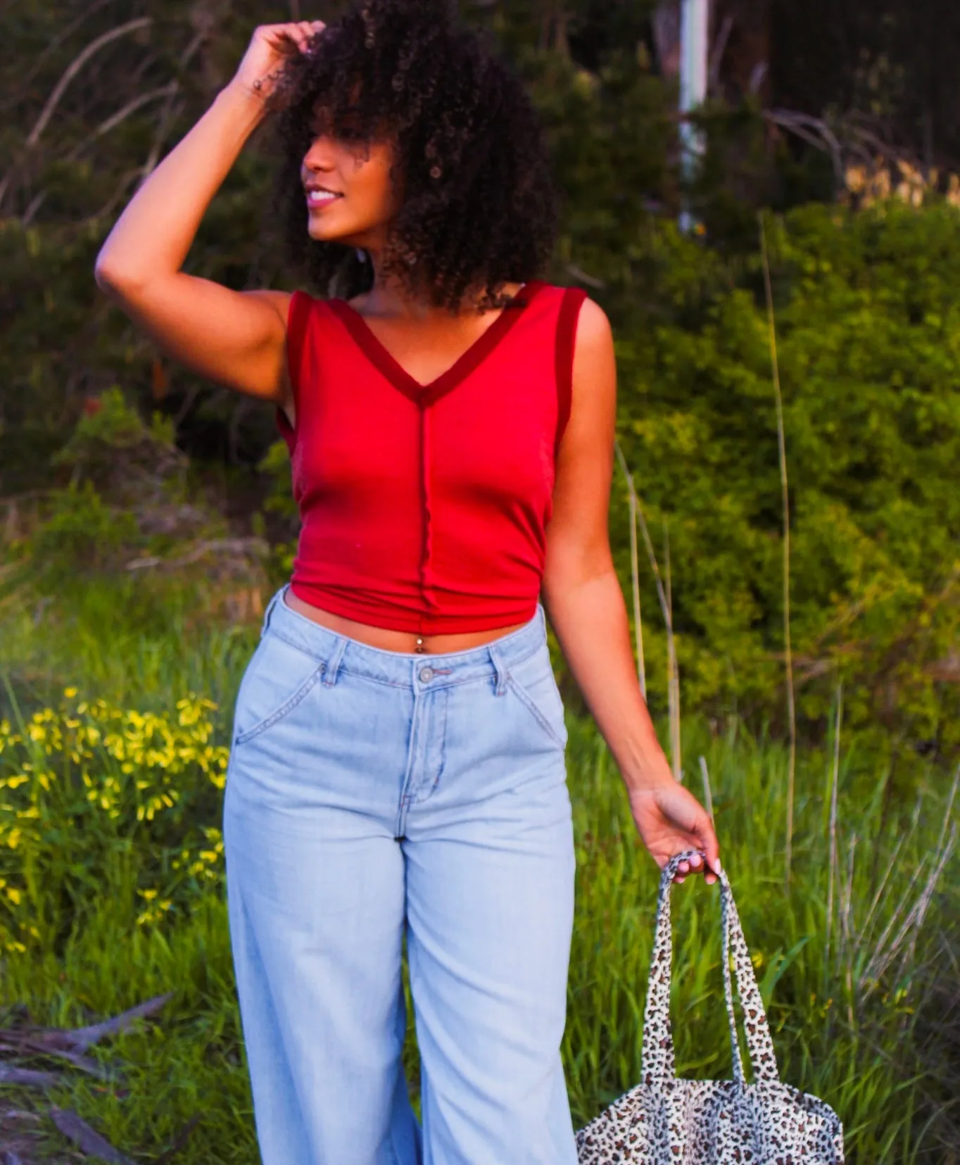 Ladybug Open Back Tank Top - Rust