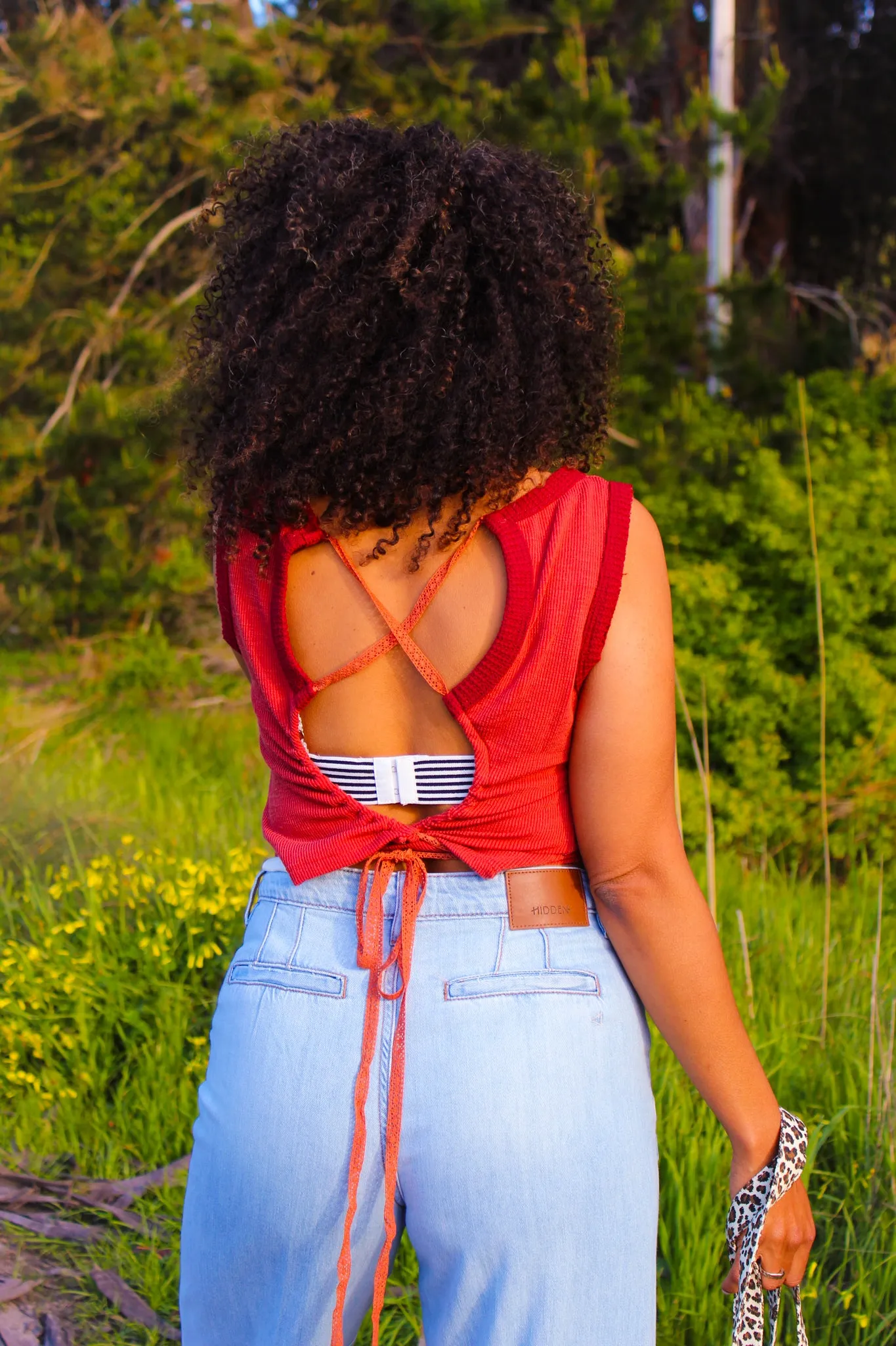Ladybug Open Back Tank Top - Rust