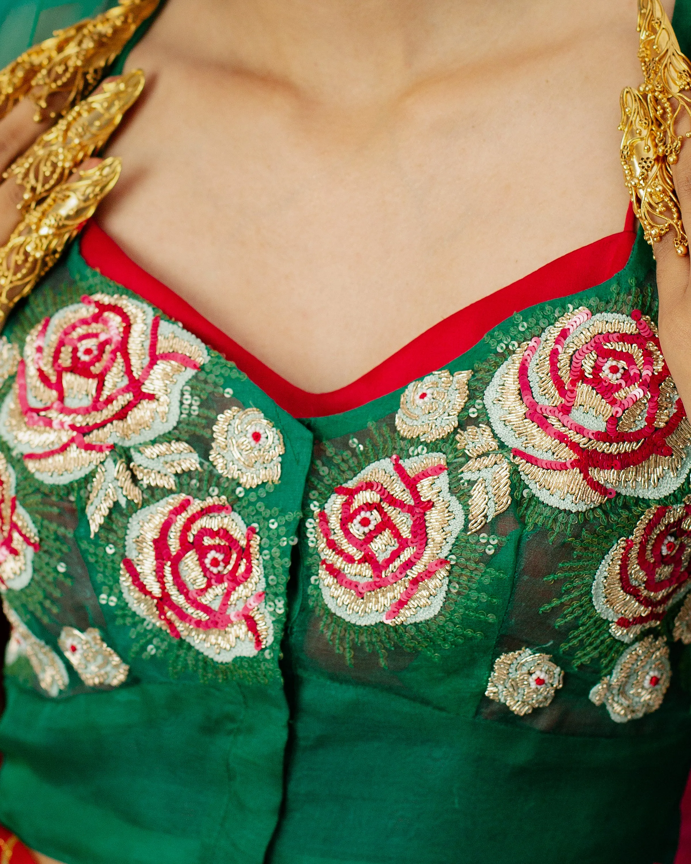 Leharia Sequence Rose Orange Saree
