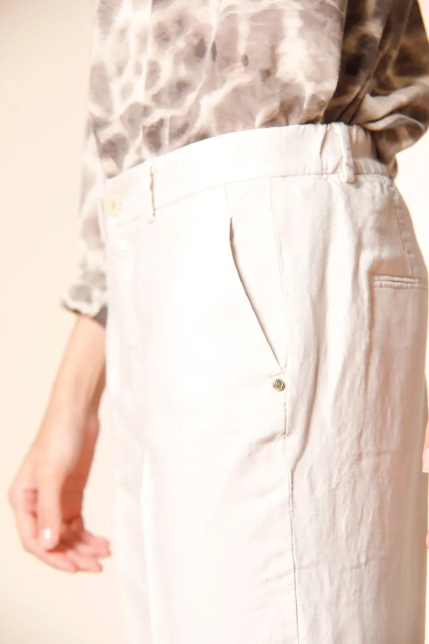 Linda Summer pantalone chino jogger donna in stuoia di tencel e lino relaxed