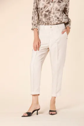 Linda Summer pantalone chino jogger donna in stuoia di tencel e lino relaxed