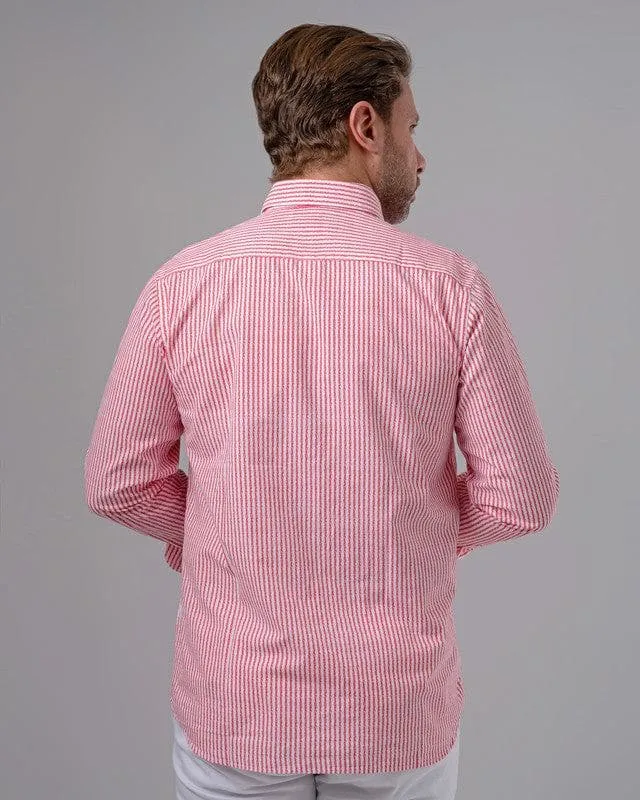 LONG SLEEVE STRIPED SHIRT - MELON