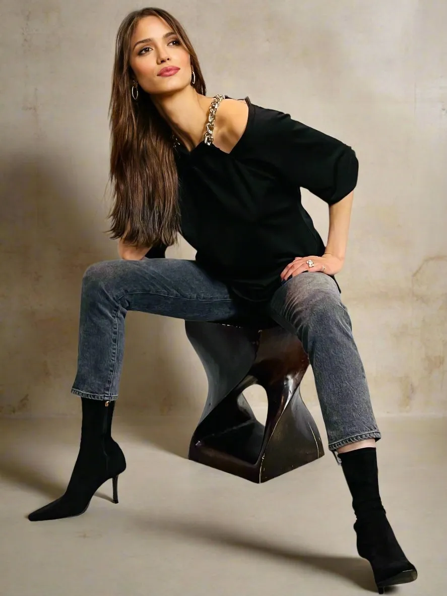 Luxury Top with Removable Silver Chain  - The Minetta