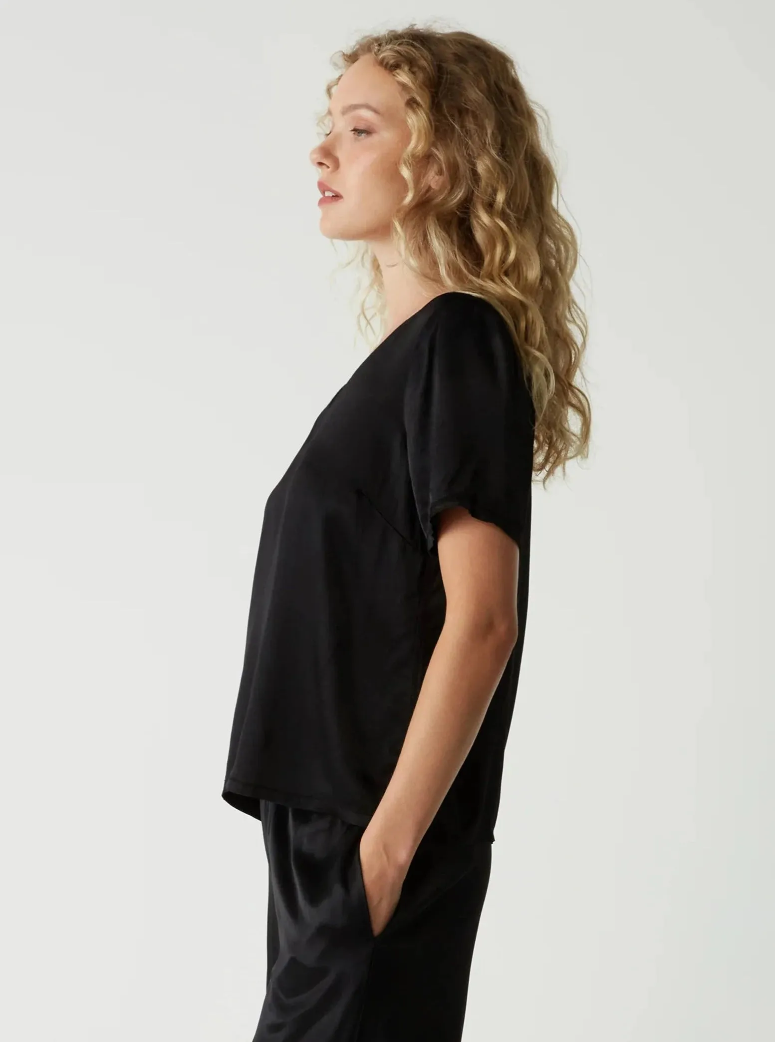 Michael Stars Jodi Satin V-Neck Top