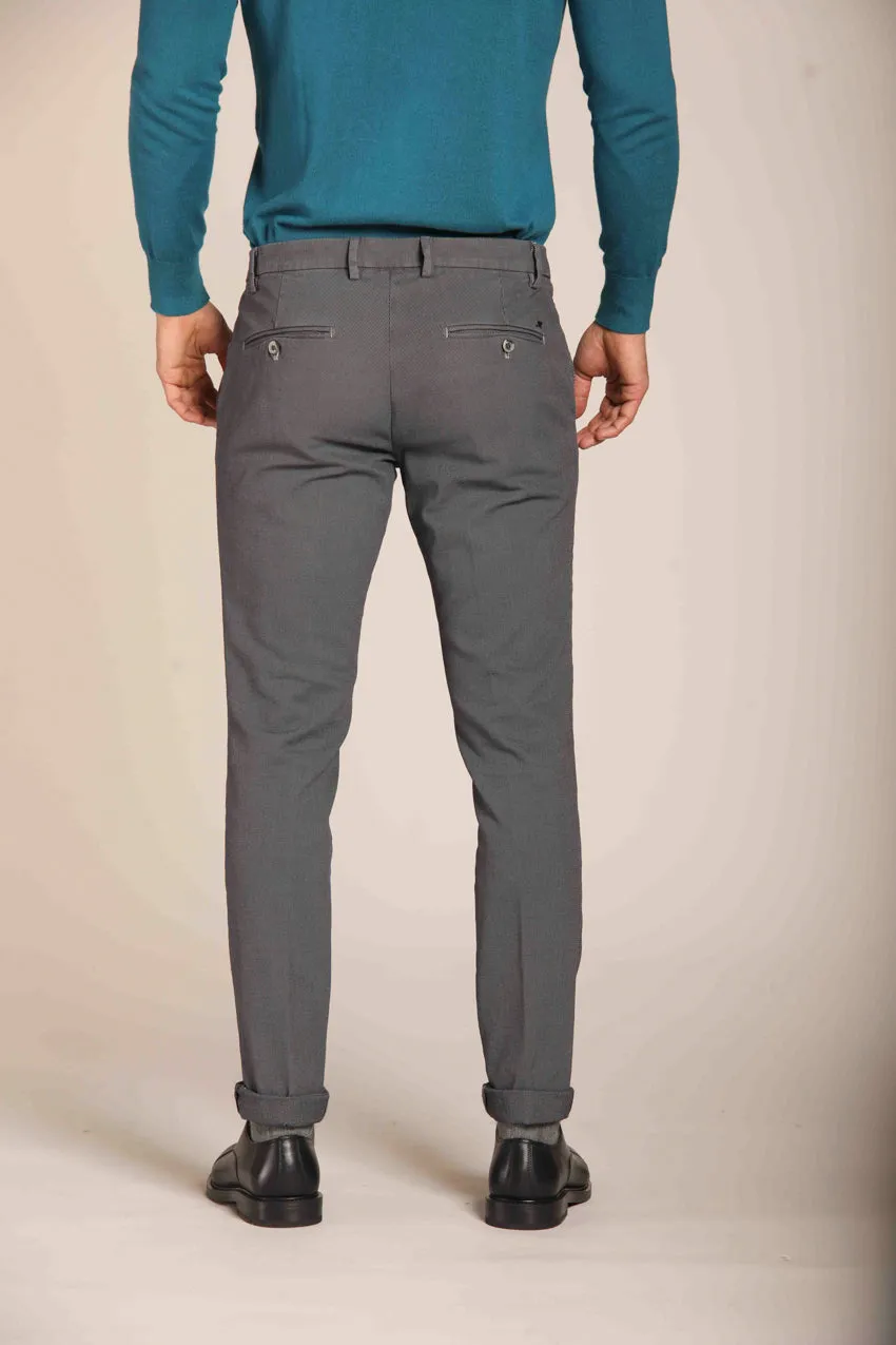 Milano Style pantalone chino uomo in cotone stretch con pattern occhio di pernice extra slim fit