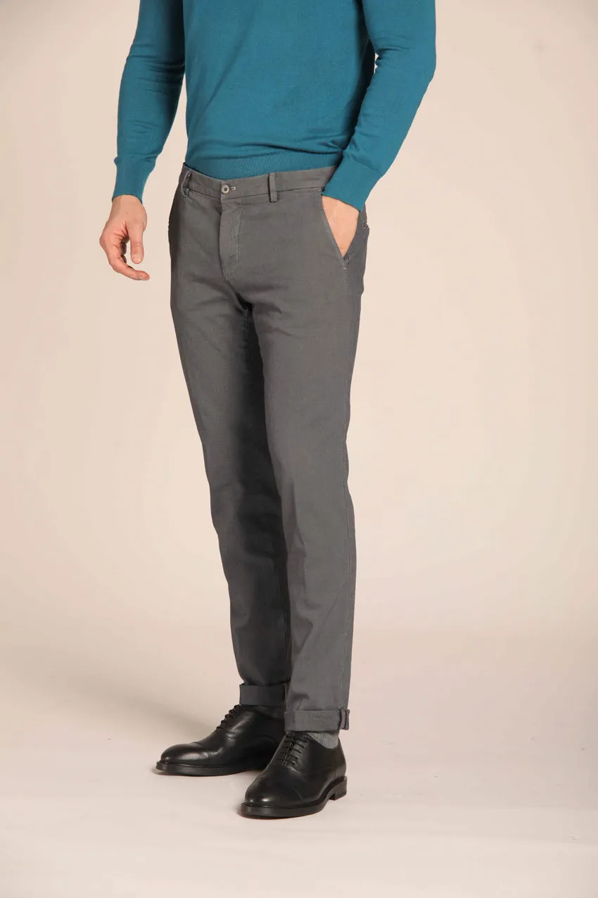 Milano Style pantalone chino uomo in cotone stretch con pattern occhio di pernice extra slim fit