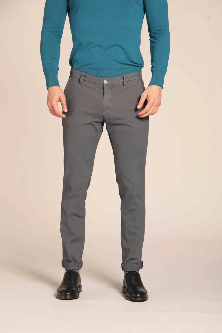 Milano Style pantalone chino uomo in cotone stretch con pattern occhio di pernice extra slim fit
