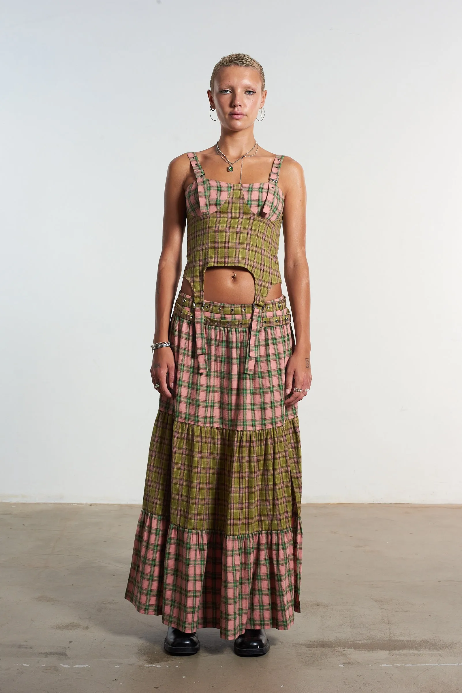 Mix Check Corset Top