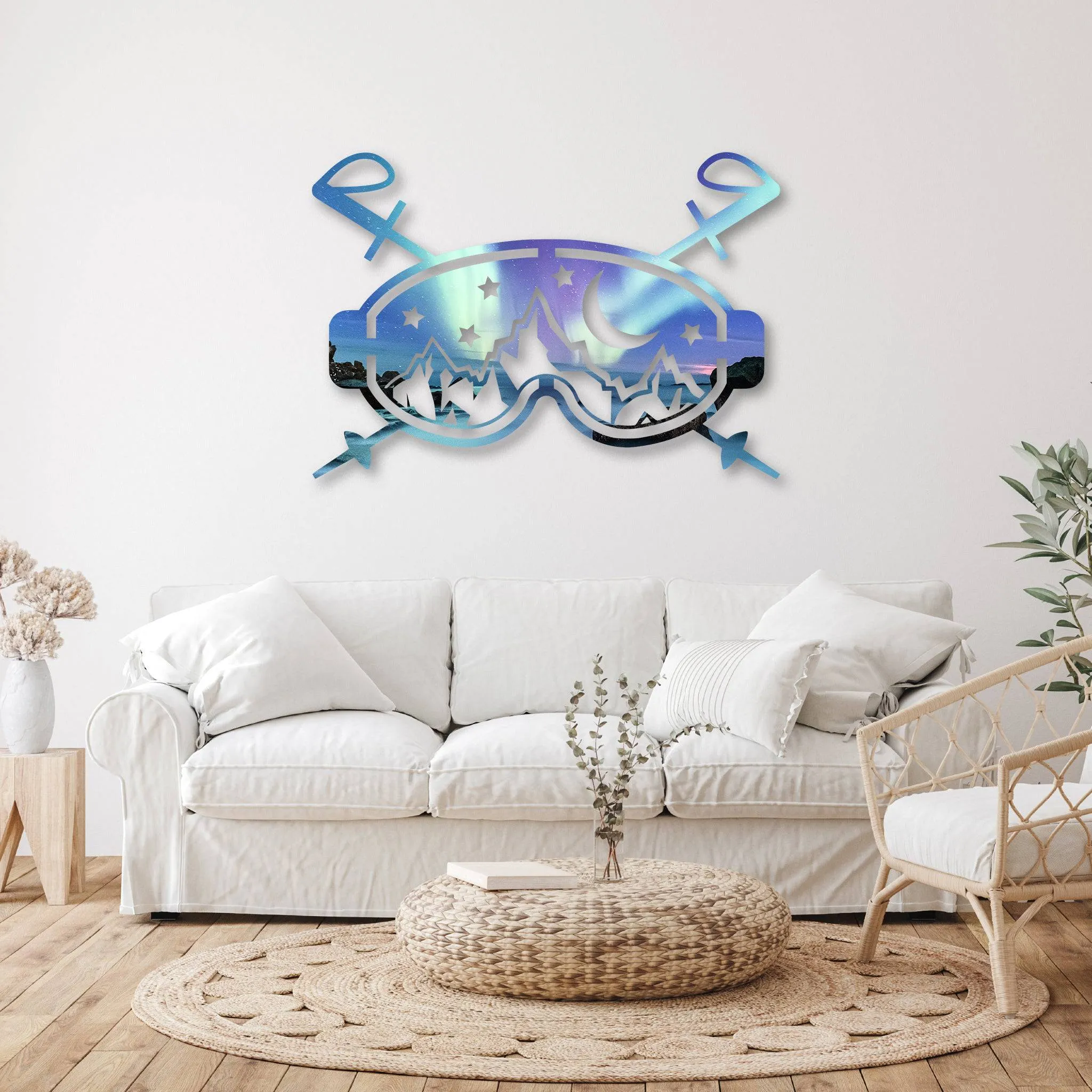 Northern Lights Ski Goggles - Metal Wall Art