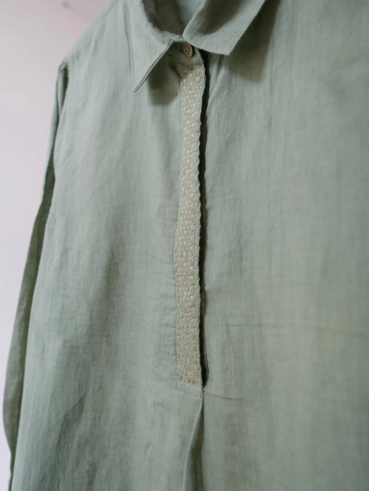 Olive Voile Placket Top (MADE TO ORDER)