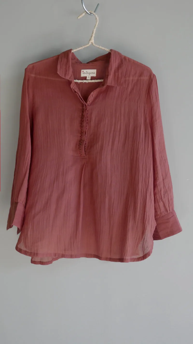 Olive Voile Placket Top (MADE TO ORDER)