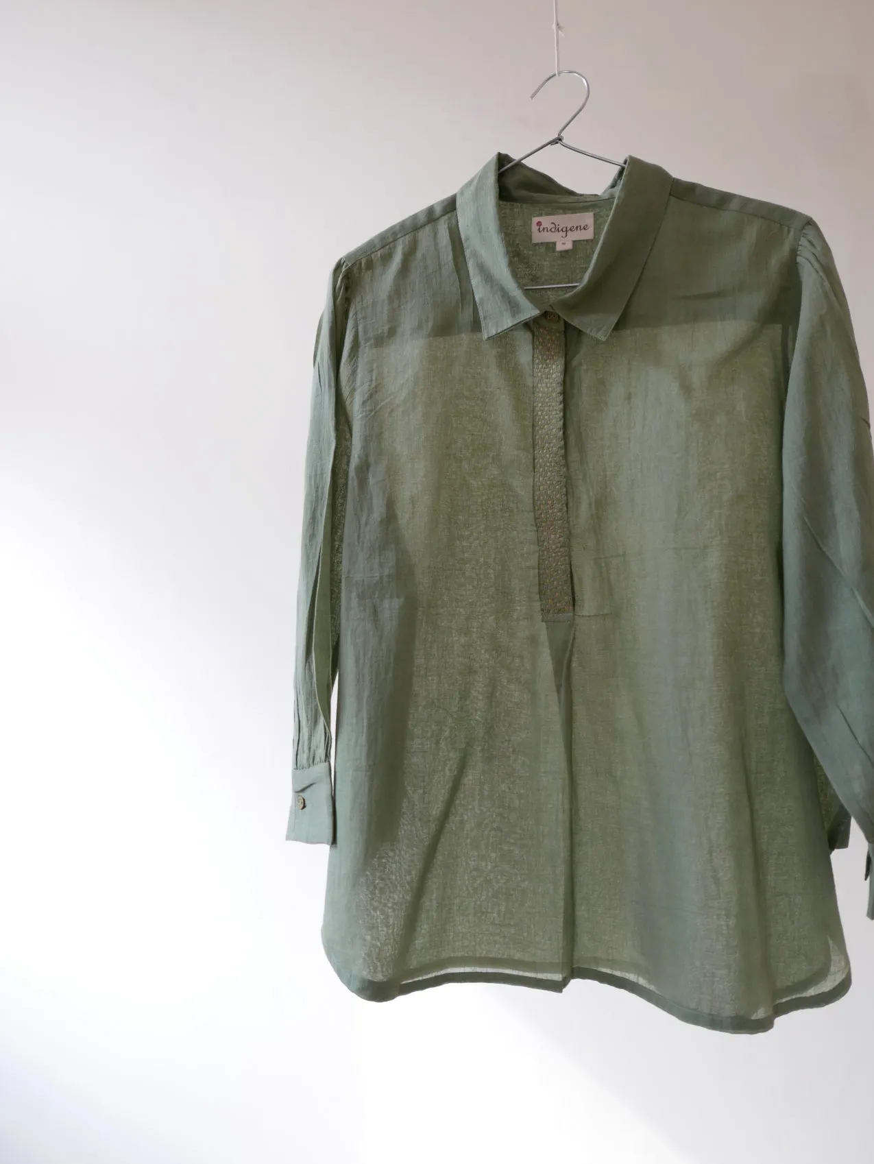 Olive Voile Placket Top (MADE TO ORDER)