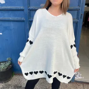 *PRE-ORDER* Heart Trim Jumper Tunic | White