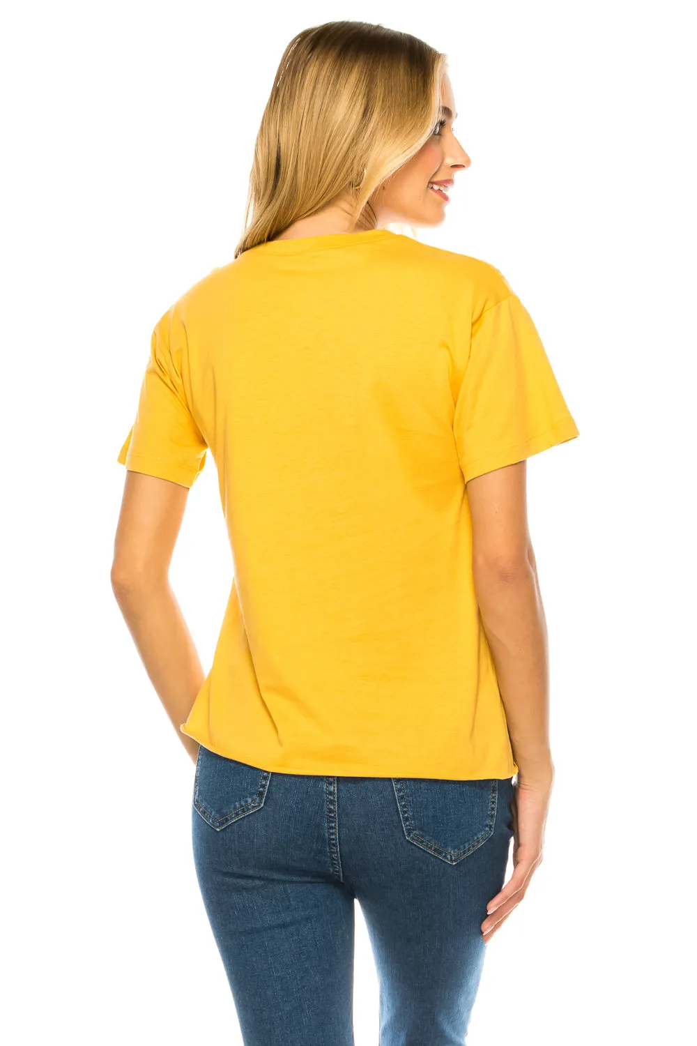 Raw Edge Short Sleeve Crew Neck T-Shirt