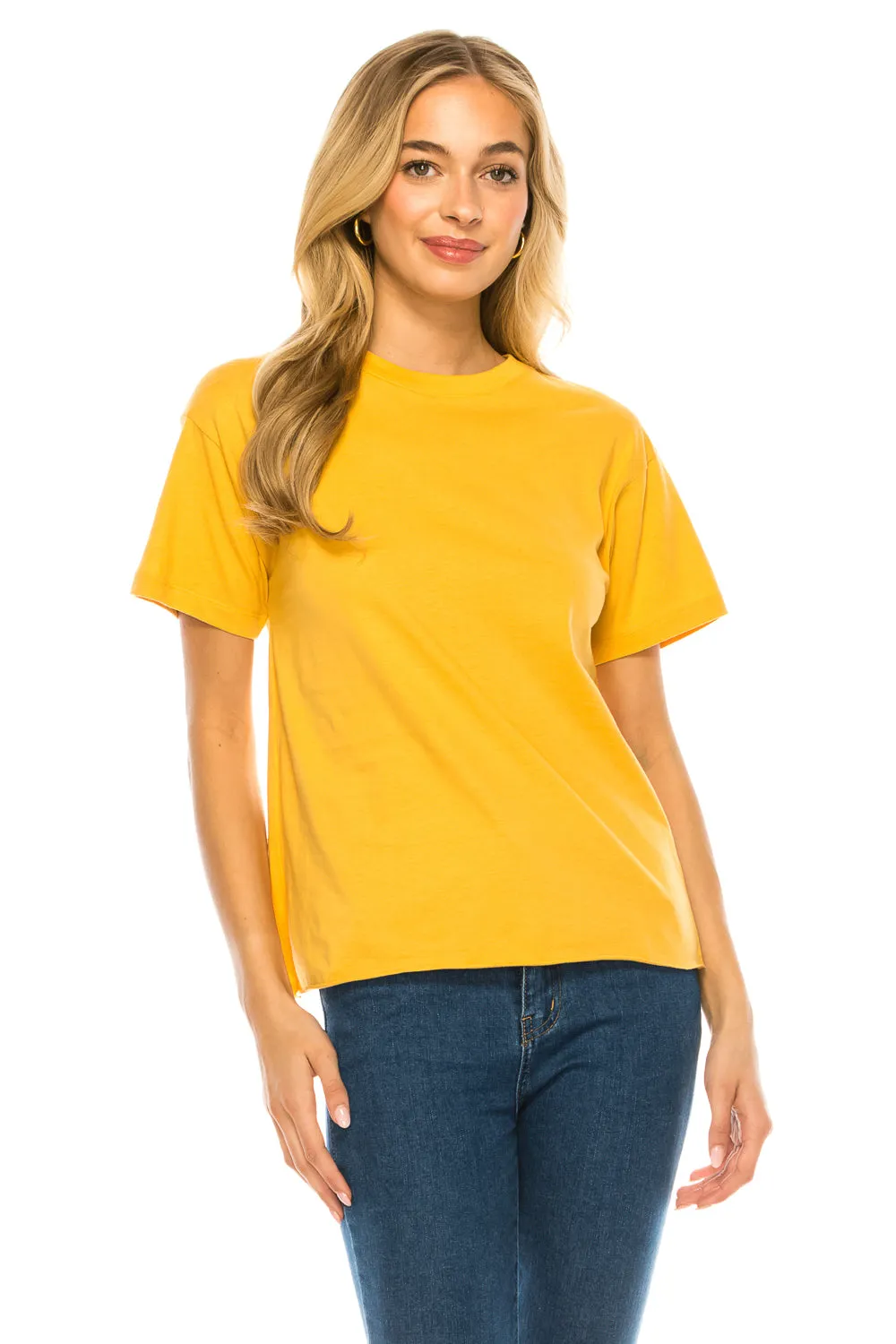 Raw Edge Short Sleeve Crew Neck T-Shirt