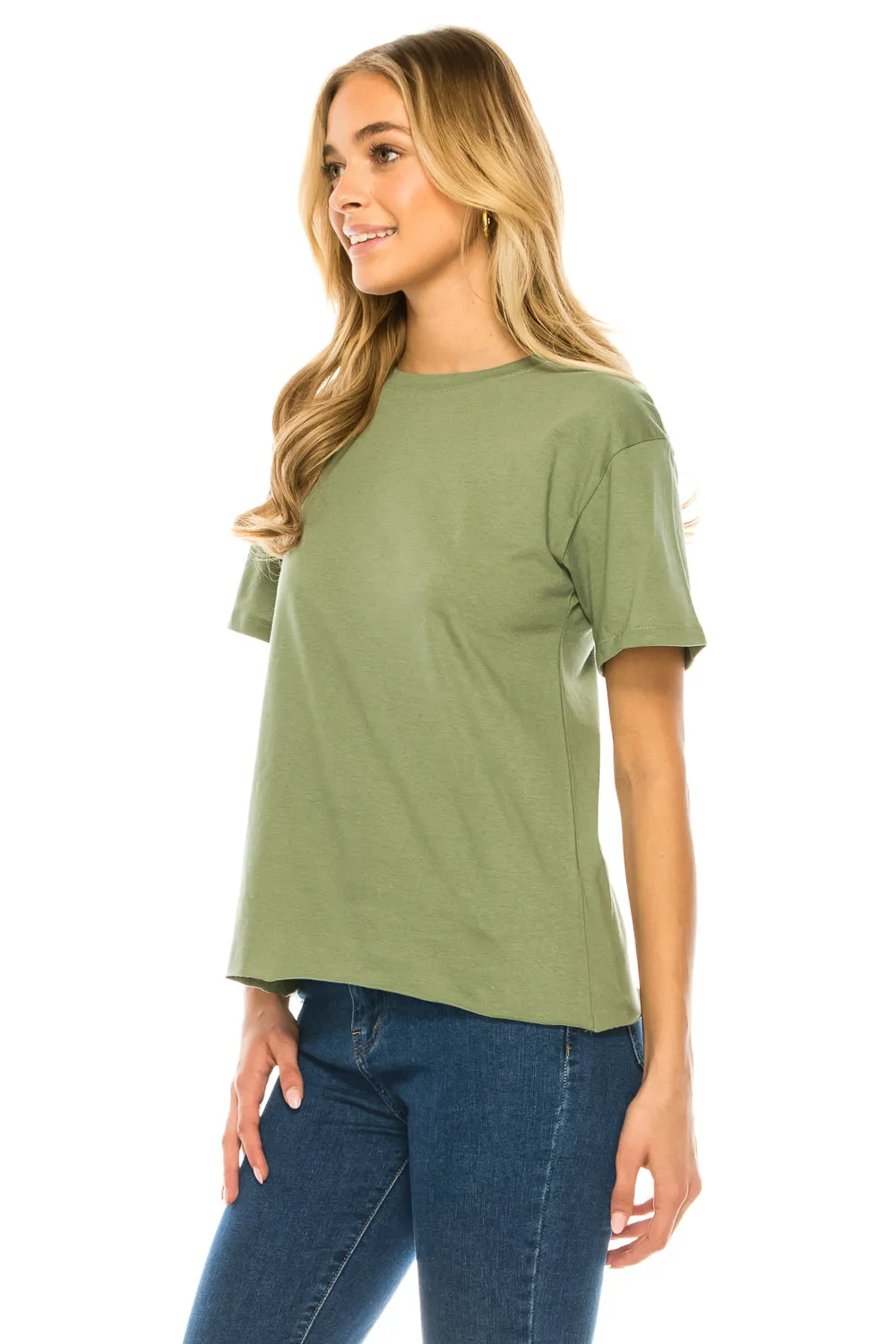 Raw Edge Short Sleeve Crew Neck T-Shirt