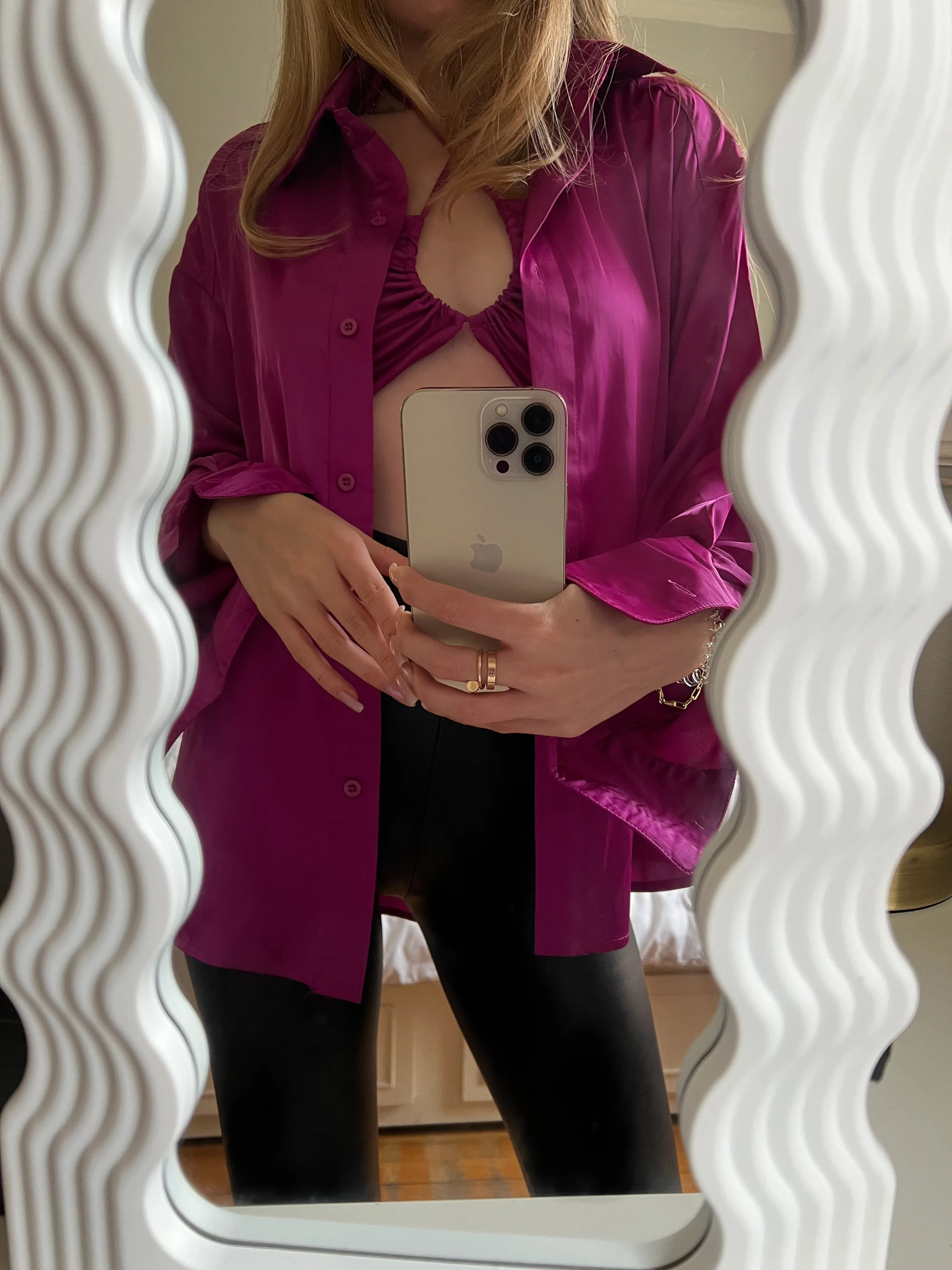 SATIN MIMOSA BLOUSE AND BRALETTE SET