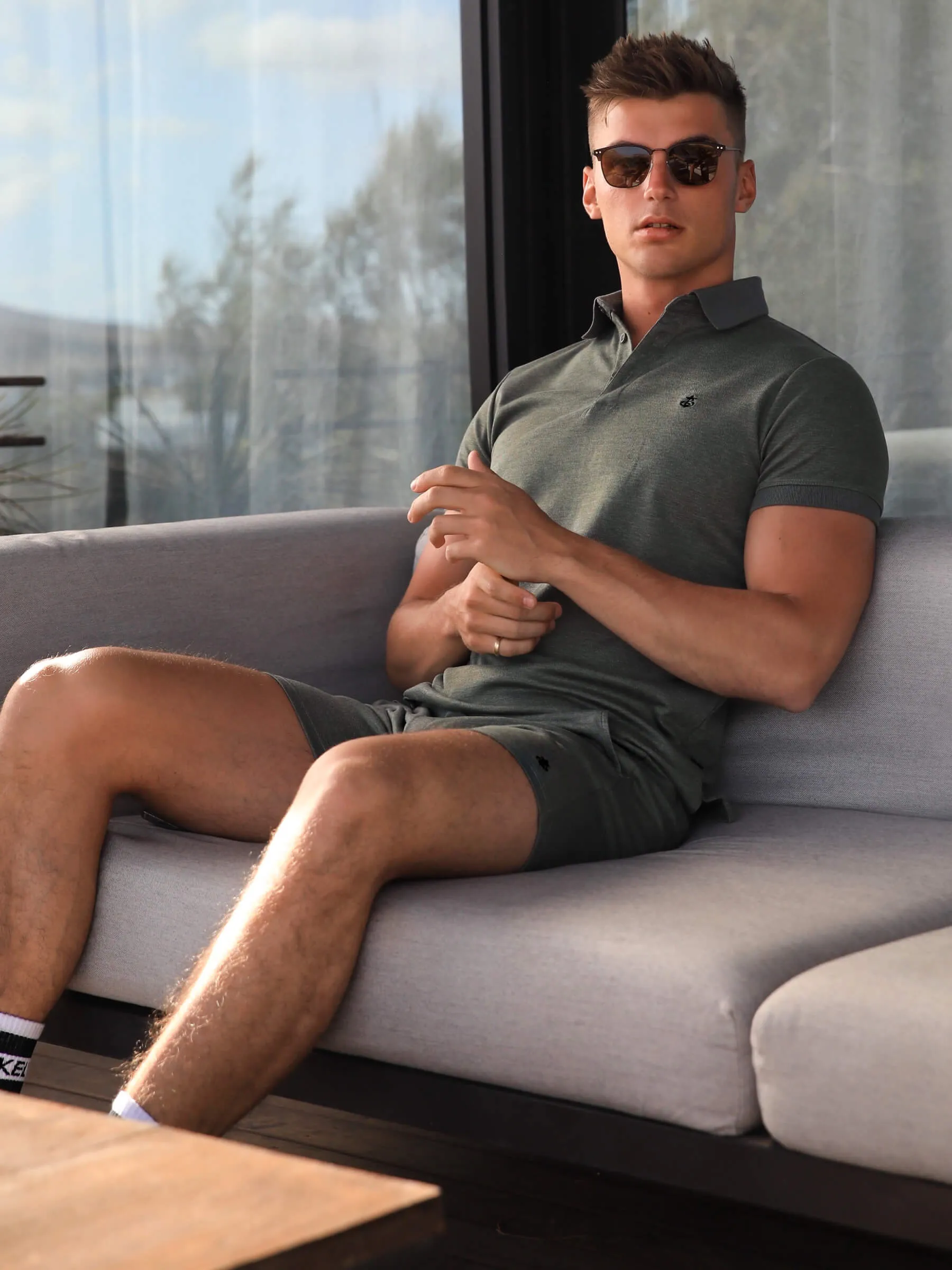 Sorrento Stretch Fit Shorts - Khaki Green