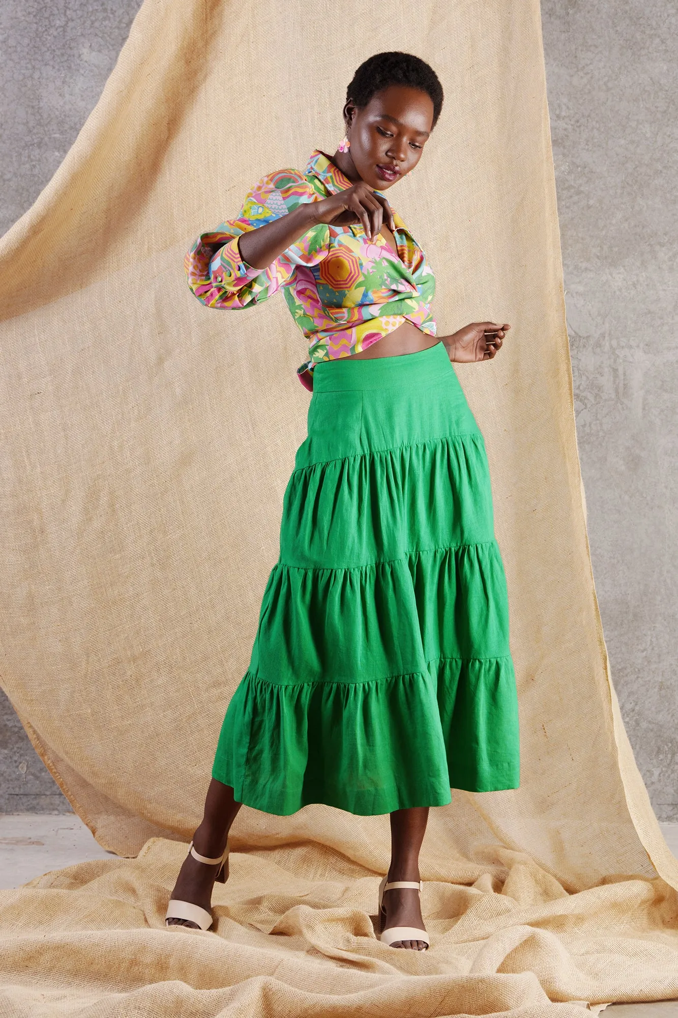 Splash Maxi Skirt Green