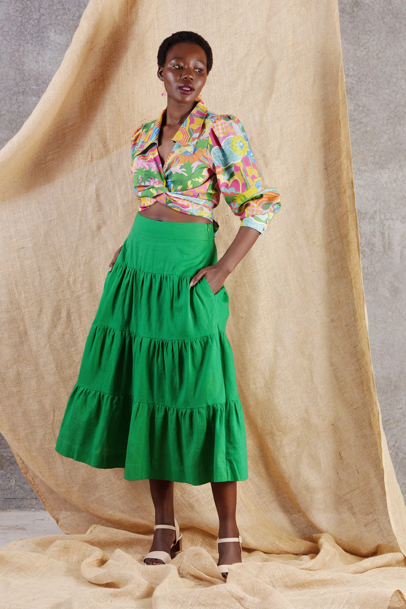 Splash Maxi Skirt Green