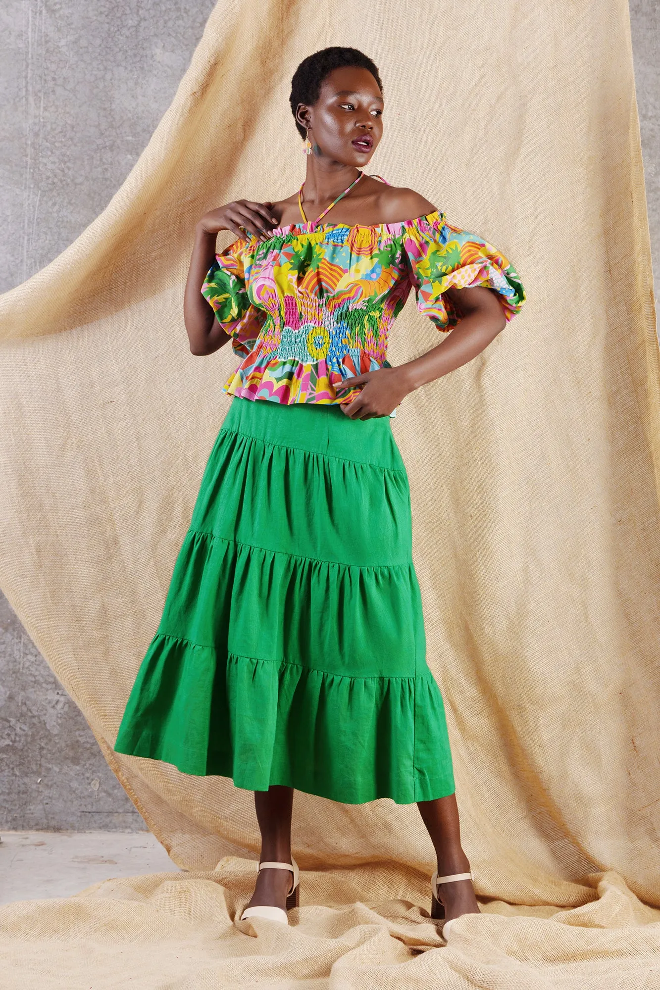 Splash Maxi Skirt Green
