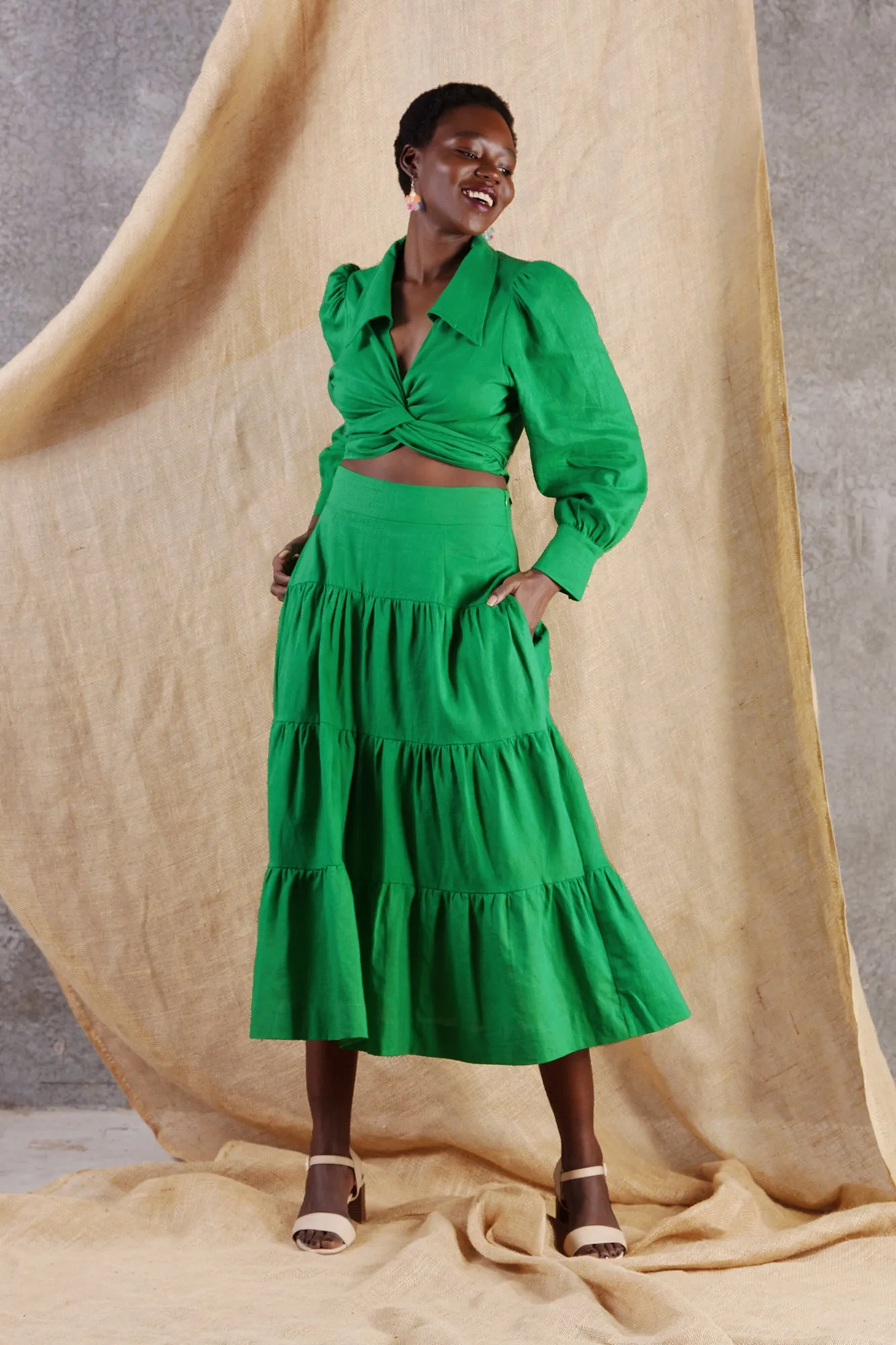 Splash Maxi Skirt Green