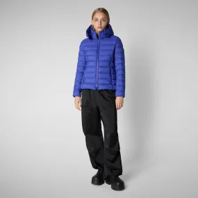 Woman's animal free hooded puffer jacket Amelie in gentian blue