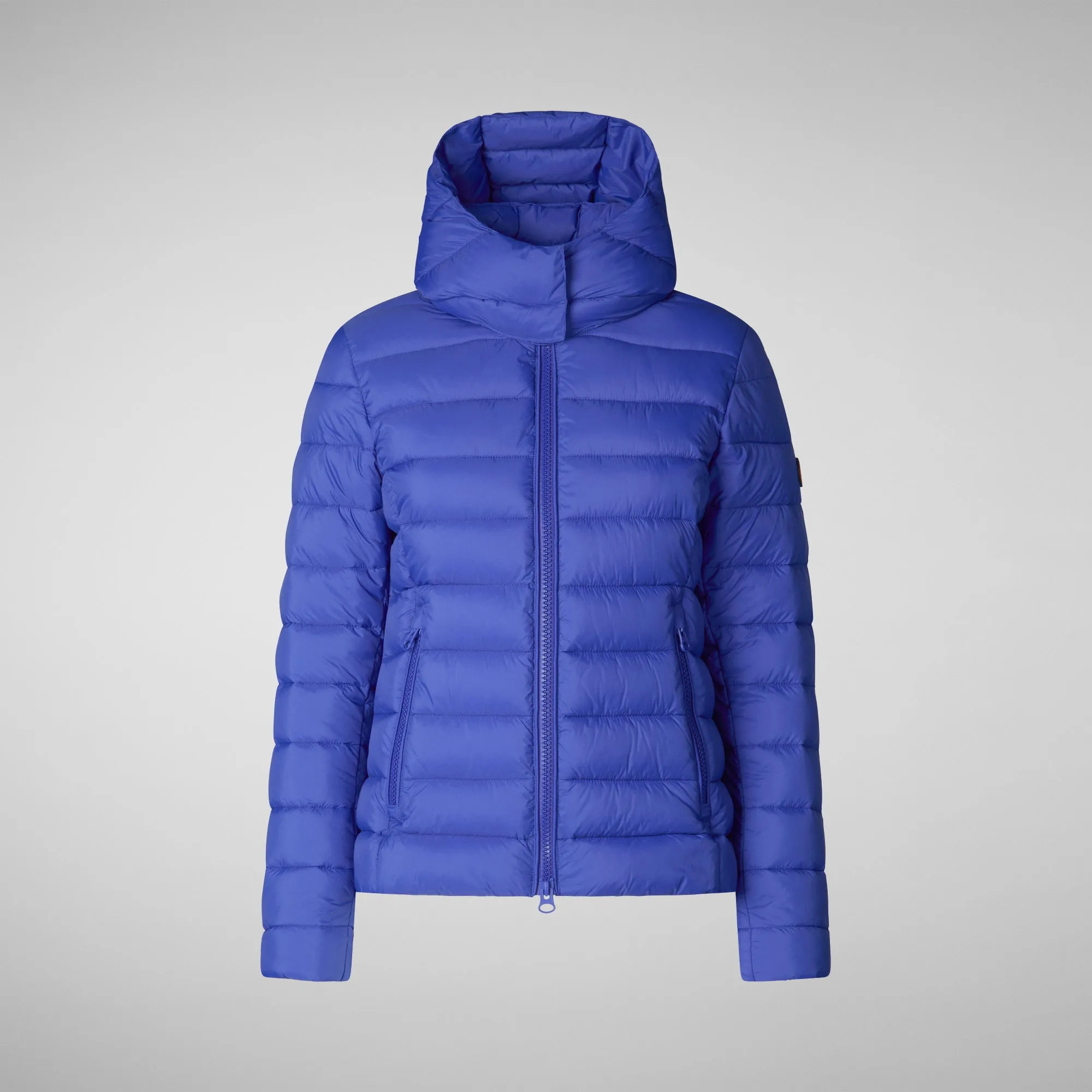 Woman's animal free hooded puffer jacket Amelie in gentian blue