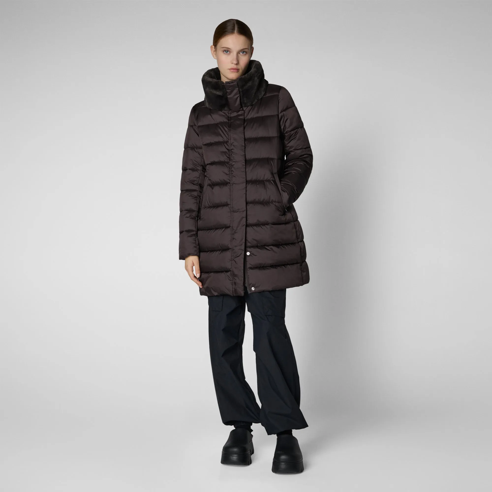 Woman's coat Dalea in brown black