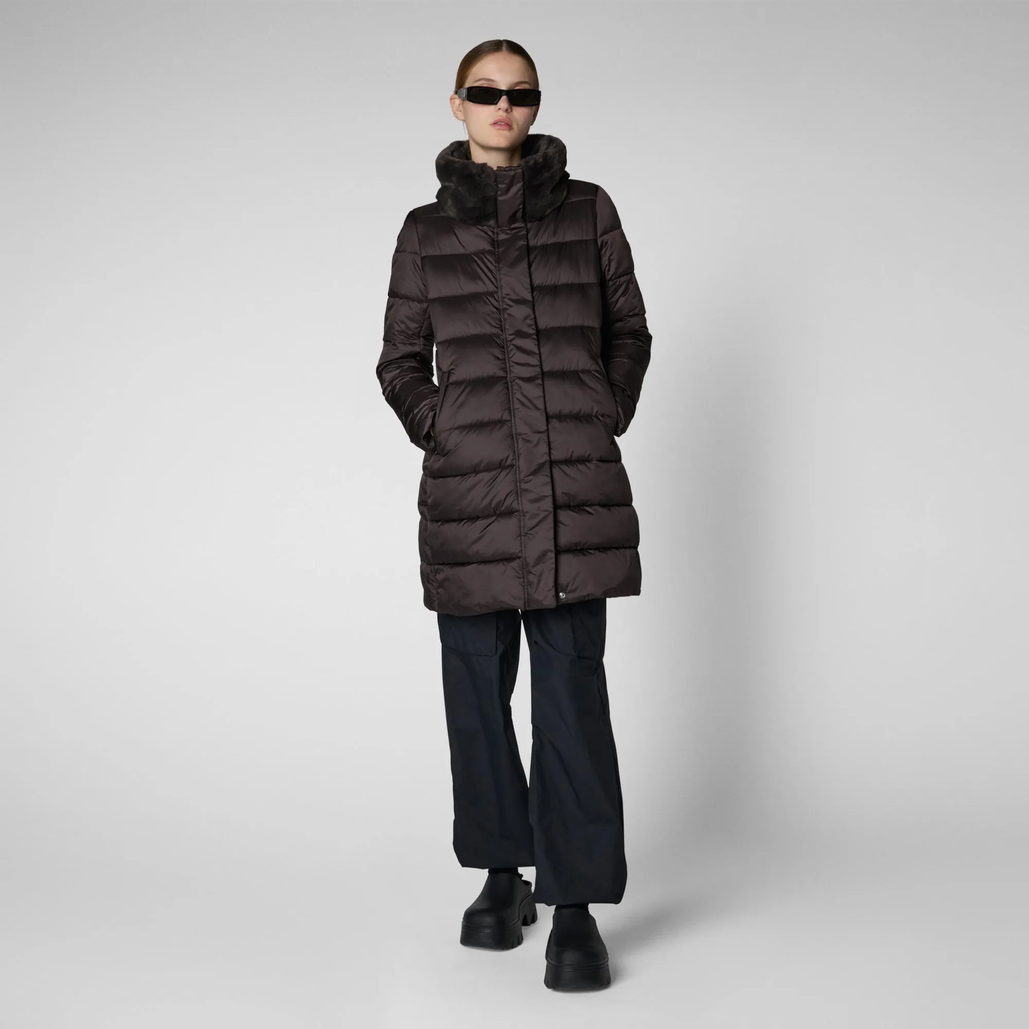 Woman's coat Dalea in brown black
